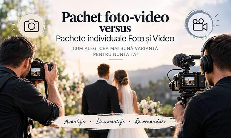 Pachet foto-video nunta sau fotograf si videograf separat? Descopera avantajele si dezavantajele fiecarei variante si afla ce alegere ti se potriveste.